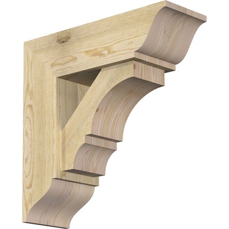 Ekena Millwork Balboa Traditional Rough Sawn Bracket w/ Offset Brace, Douglas Fir, 8"W x 24"D x 24"H BKT0806X24X24BOA01RDF